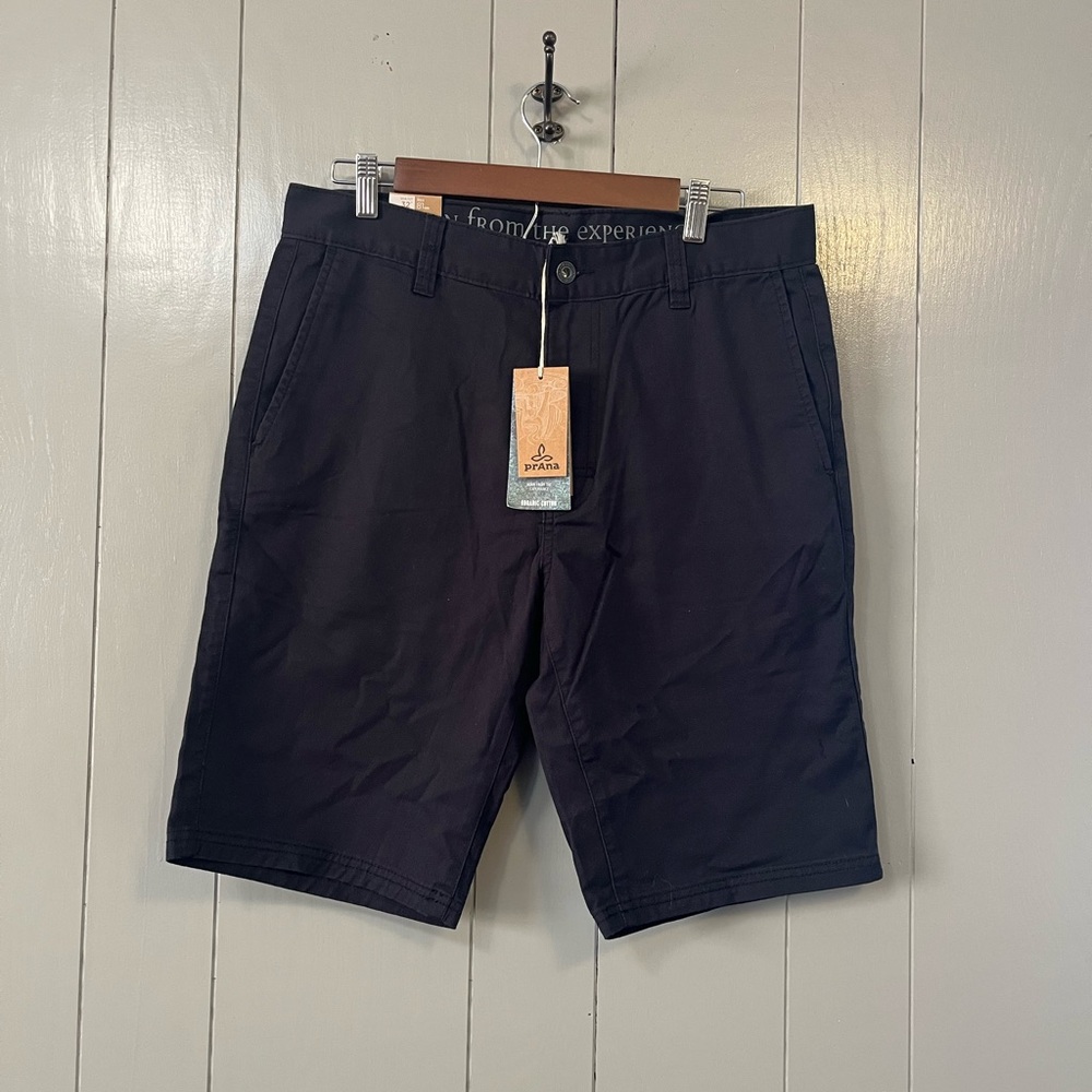 prAna Table Rock Chino Short Men's 32 Black Organic Cotton DEADSTOCK